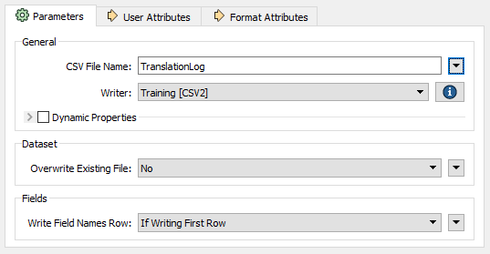 Writer feature type parameters